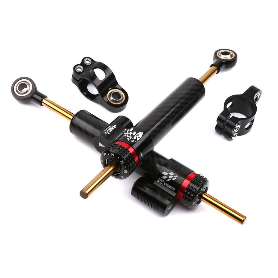 13.5'' Motorcycle Carbon Fiber Black Steering Damper Stabilizer Top Installation