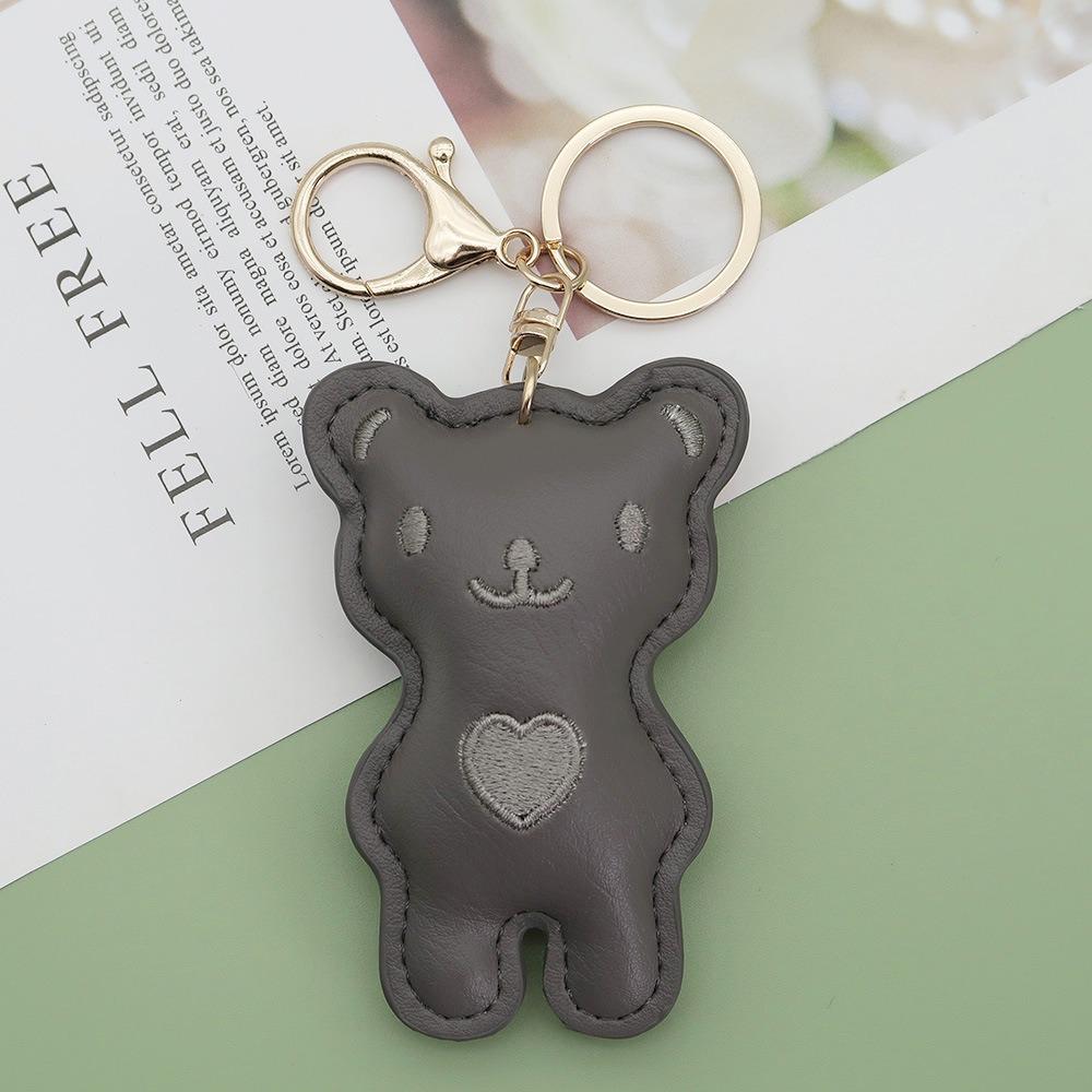 Fashion PU Leather Embroidery Bear Hanger Cute Heart Bears Bag Pendant  Backpack Decoration