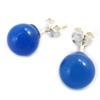 [M6715] - Blue Agate 'Mineralia' Silver Earrings - 8 Mm