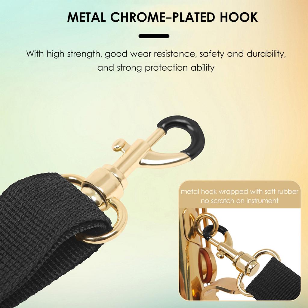 Adjustable Saxophone Neck Strap Nylon Sax Strap Metal Hook for Tenor/ Soprano/ Alto Saxophones
