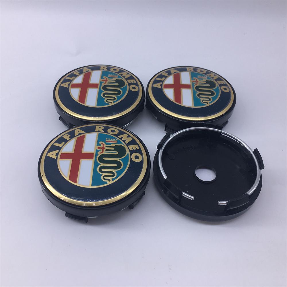 QCYZR1 4PCS 60mm For Alfa Romeo Black caps 030 Stelvio Sportiva GT 159 166 147 156 Mito Metal Emblem Auto Hub caps Decoration Styling