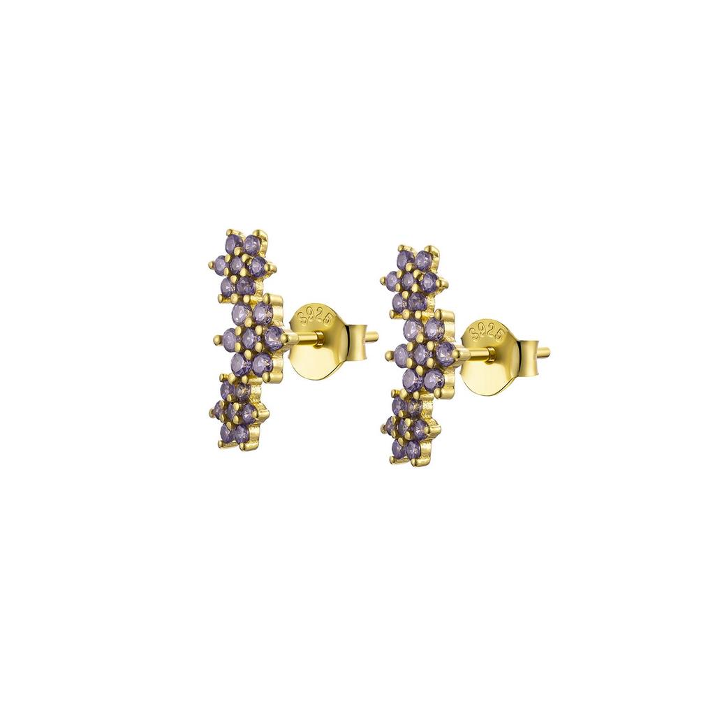 ANDYWEN 925 Sterling Silver Three Flower Stud Earring Luxury Women Fashion Crystal Luxury Jewelry For Wedding