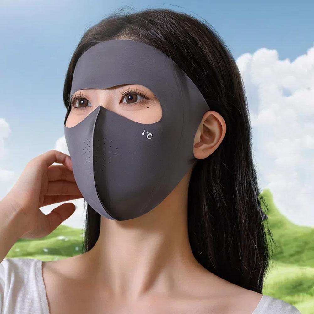 Breathable UPF50+ Sunscreen Mask Polyester UV Protection Mask Ice Silk Face Clothing Women