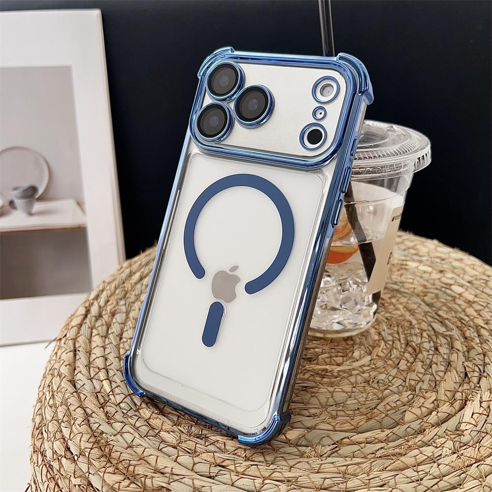 Новый прозрачный ударопрочный магнитный чехол с покрытием для iPhone 17 17 Air 17Pro 17 Pro Max Для беспроводной зарядки Magsafe