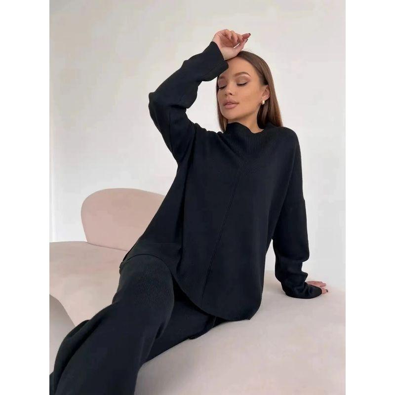 New Autumn and Winter Russian Loose Sweater Trousers Set Knited Sweater and Pants Set