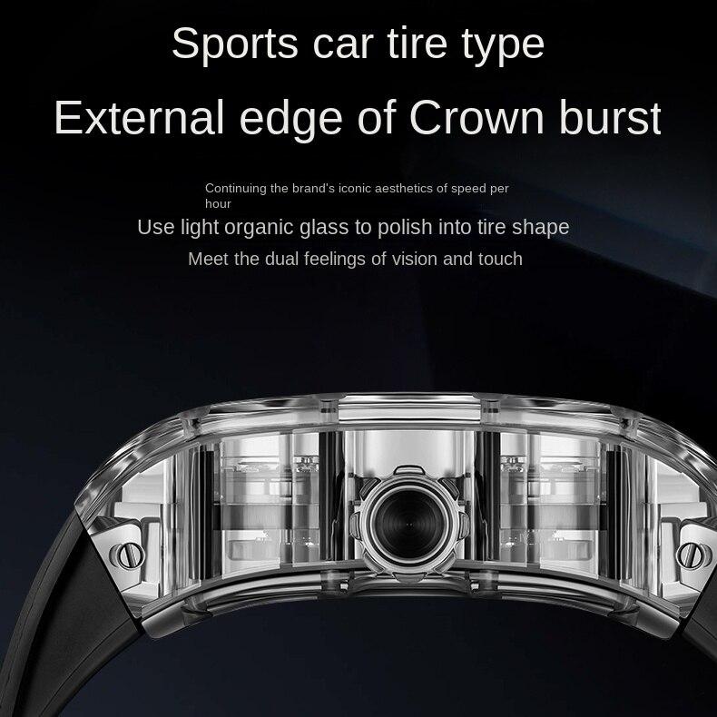 Часы Bonest Gatti, мужские автоматические механические часы с двойной полостью, акриловые часы с турбийоном