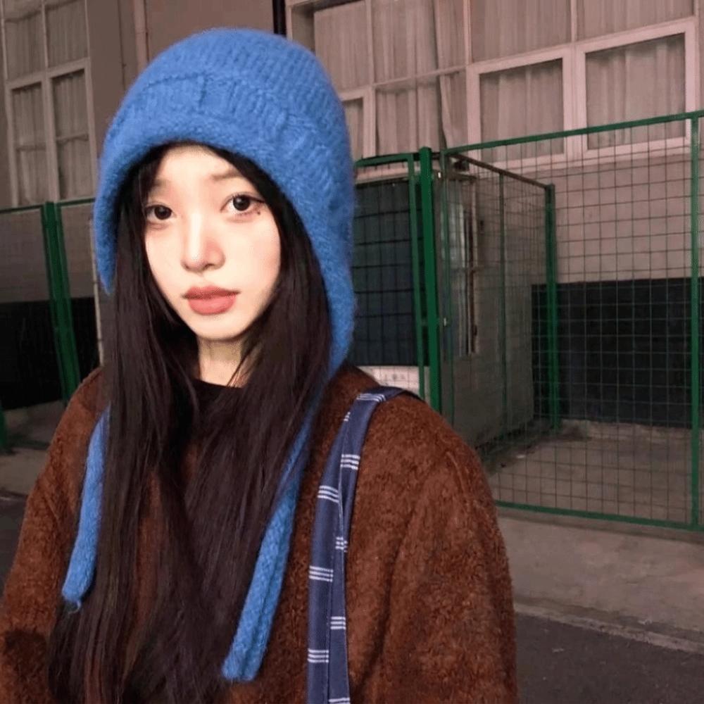 Plush Winter Knitted Hat Solid Color Pullover Hat Simple Warm Beanie Hat Girl