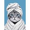 Милый постер с кошкой для ванной комнаты, принт, холст, современная забавная кошечка в халате, настенное искусство, картины для туалетной комнаты, домашний декор