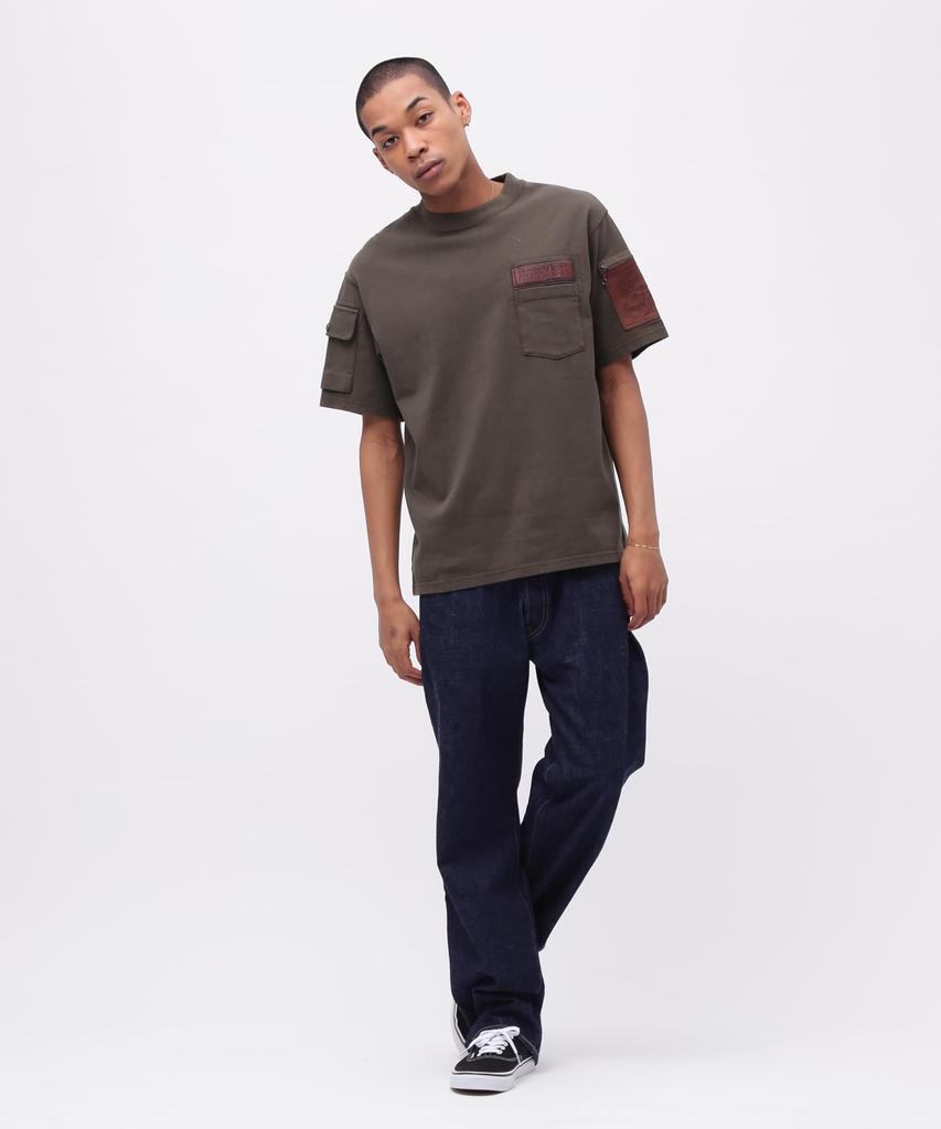 AVIREX 50th Anniversary Leather Patched Fatigue T-Shirt Men's M 310 Olive 783-5134012