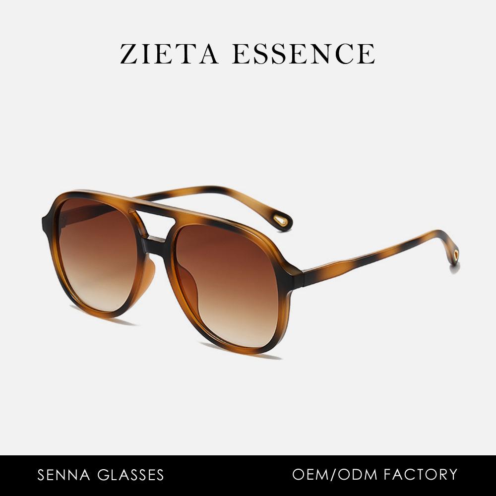 Солнцезащитные очки с двойной перекладиной, большая оправа, поляризованные, ретро, пилот, простые, литературные, уличные