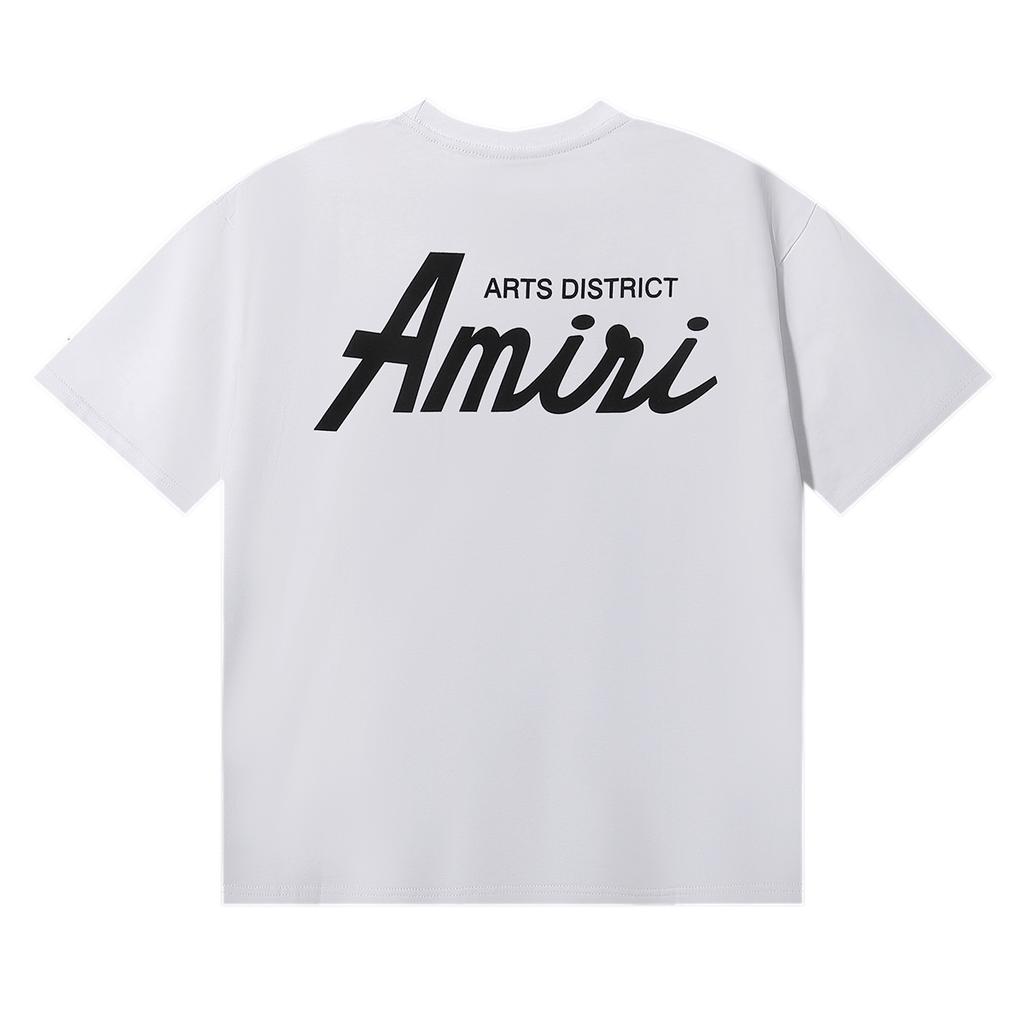 990 Amiri 2025 Summer New Men's and Women's Loose High Quality Cotton Plus Size T-shirt Couple T-Shirt Simple Logo Printing
