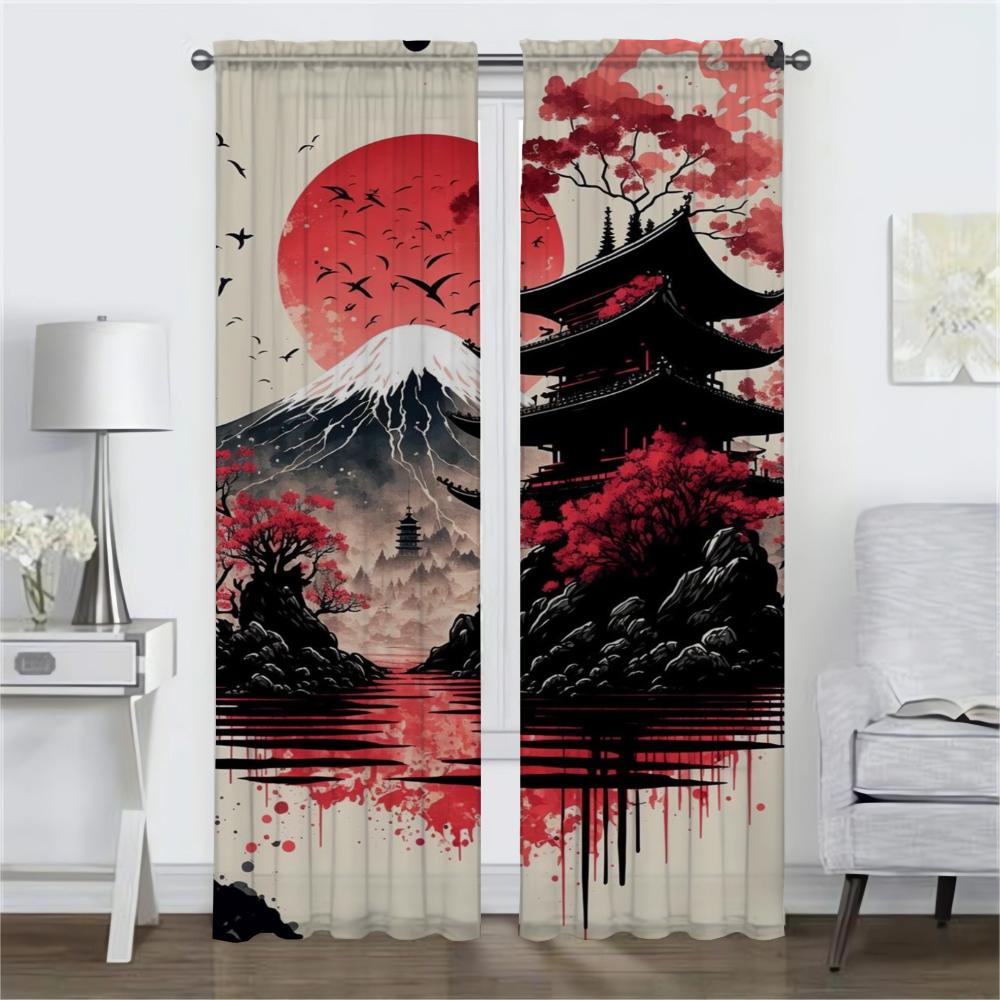Curtains for Living Room Curtain for Room 2 Panel Sun Moon and Tree Home Interior Curtains Partition Halloween Decoration Shades