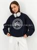 Trendy Lazy Style Letter Print Sweatshirt - 2025 Autumn/Winter Collection, Thick Round Neck for Ultimate Comfort