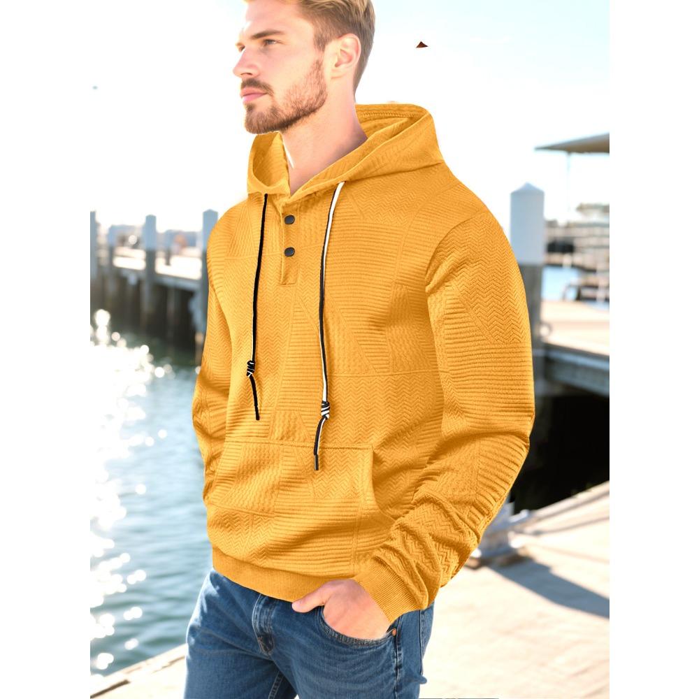 Spring and Autumn New Pullover Solid Color Casual Sports Loose Trendy Long Sleeve Hoodie Men