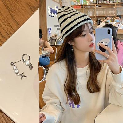 Асимметричные серьги "Персиковый чай": Серьги-подвески Mango Star & Pearl – Женский уникальный дизайн