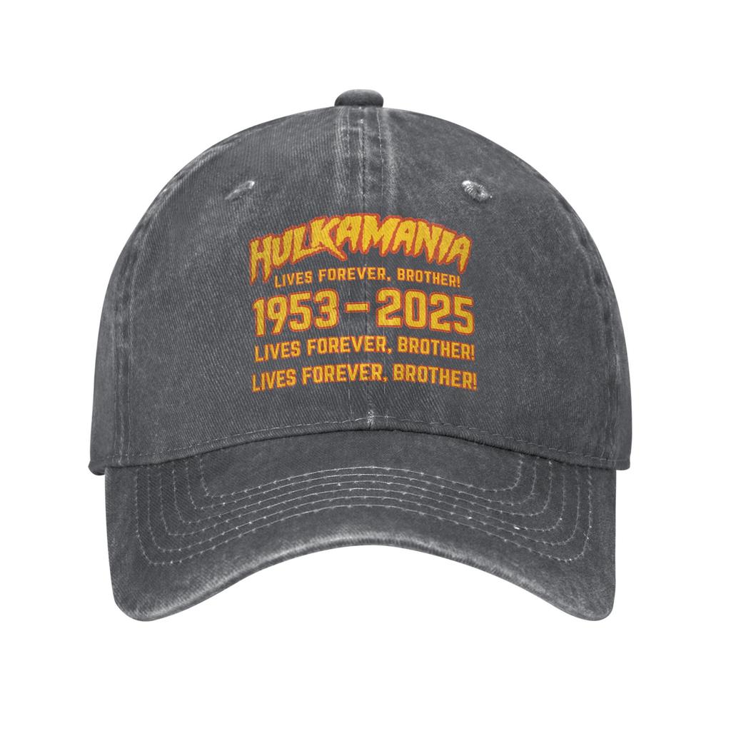 HulkHogan 2025 Hulkamania RIP Men Women Baseball Cap Lives Forever Distressed Washed Hats Cap Outdoor Summer Gift Snapback Cap