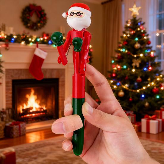 Christmas Creative Boxing Pen with Moving Figure Fun Animated Novelty Ballpoint Pen Students Stress Relief Neutral Pen for Office Gag Gifts