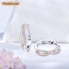 Серьги Женские Популярные Высококачественные Цирконий Гипоаллергенный Металл Скрученный Кольцо-обруч Серебро 925 Покрытие 18 карат Золотом Простые Стильные Аксессуары Подарок Белый