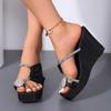 Super High Heel Summer Modern Slippers Wedges Pull On Solid Ladies Shoes On Sale 2024 High Quality Bling Shallow Slippers
