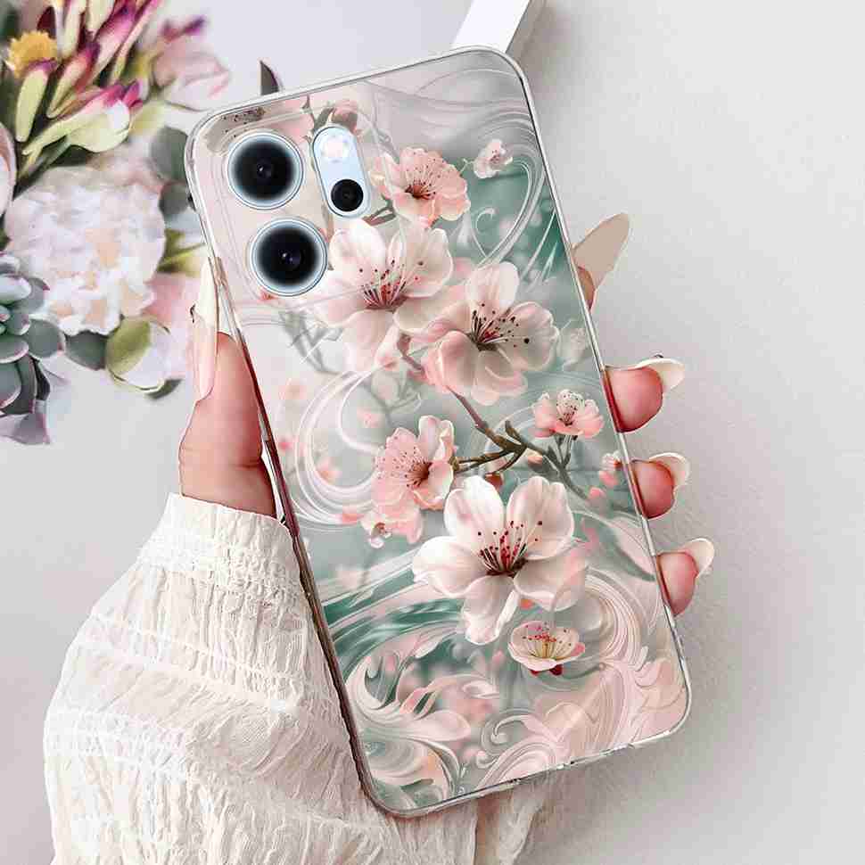 For Oppo Reno14 F 5G CPH27436.57" Case Colorful Butterfly Flowers TPU Soft Silicone Cover For Oppo Reno 14 F RENO14F Phone Cases