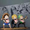Аниме Фигурка One Piece Q-версия Стерео Голодный Луффи Зоро Санджи Настольное Украшение Декор Гранд Лайн Для Взрослых Фанатов Аниме