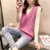 Sweater Vest V-neck Sleeveless Knitted Camisole Women's Retro Sweater Vest Solid Color Interior Layering Autumn and Winter