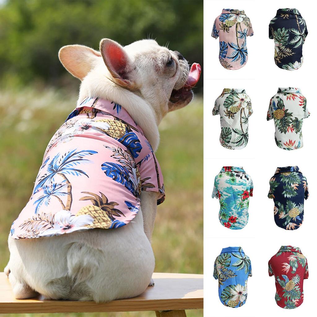 Hawaiian Pet Dog T Shirts Dog Summer Beach T-Shirt Vest For French Dog