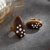 SHIXIN 2Pcs/Set Vintage Brown Resin Open Ring Simple Punk Inlay Rhinestone Daily Fashion Elegant Couple Jewelry Accessories Gift