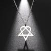 Classic Simple Heartagram Star Heart Stainless Steel Pendant Necklace Jewelry