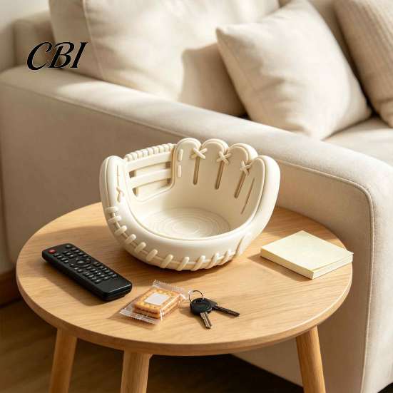 Sports Themed Desk Decor Baseball Glove Catch-All Tray, 3D Printed Decorative Organizer, Durable Matte Storage Minimalist Home Office Organizer Bowl,