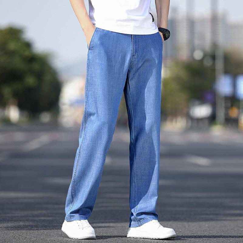 Мужские весенние джинсы свободного кроя из мягкого денима - дышащие и удобные повседневные брюки