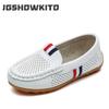 JGSHOWKITO Обувь для мальчиков Модные мягкие мокасины на плоской подошве для мальчиков ясельного возраста Кроссовки для детей Детские туфли на плоской подошве Дышащие мокасины с вырезами