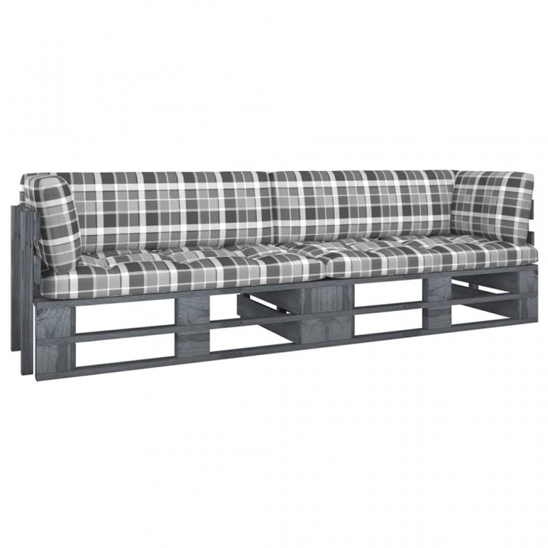 Day and Night - Day and Night 2-seater Pallet Sofa with Gray Cushions Impregnated Pine Wood