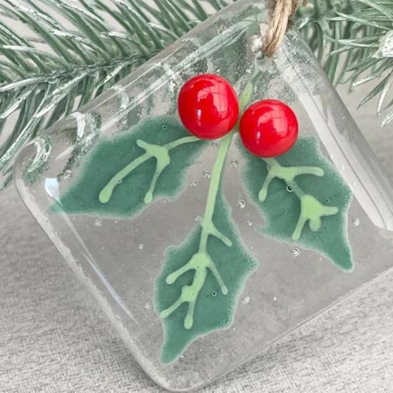 Sparkling Glass Christmas Tree Decoration Small Bird/Plants Design Create Atmosphere with Hanging Rope Window Pendant