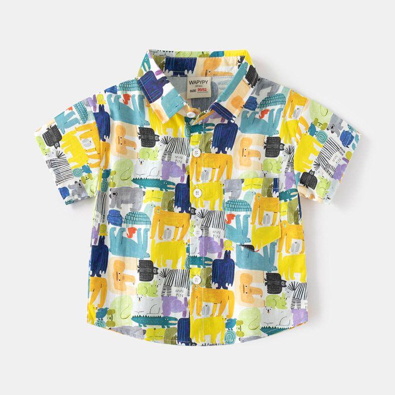 Детская одежда Животное Летняя Пляжная одежда Рубашка-поло с воротником