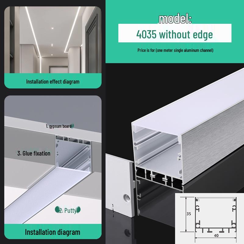 Seamless Linear Recessed LED Light Channel - Aluminum Strip Slot Design