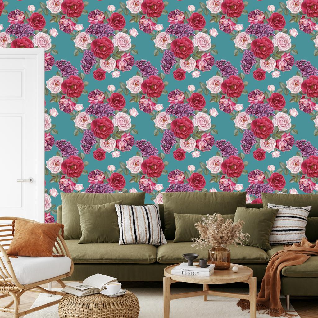 Beautiful colorful roses wallpaper for living room and bedroom 50x1000
