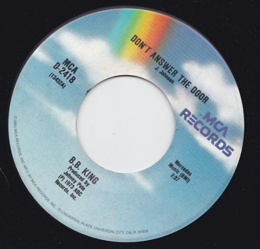 7-дюймовая пластинка BB. KING - Не Открывай Дверь / Платящий D2418 MCA Records 1980 Япония Блюз Б/У