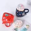 Рождественский набор кружек с крышкой и ложкой, рождественский подарочный набор, керамическая мультяшная пара, Санта-Клаус, чашка для молока и какао для домашнего офиса