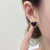 Geometry Black Heart Stud Earring for Women French Elegant Sweet Ear Wedding Party Jewelry Accessory