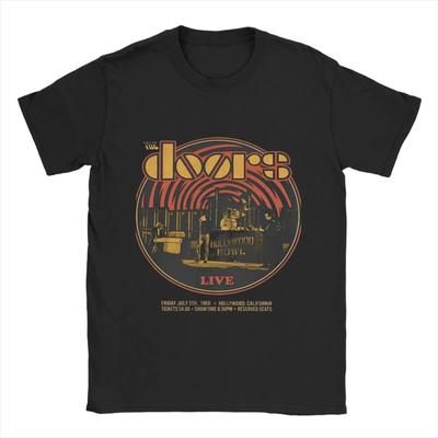 Летняя винтажная футболка The Doors Музыка Досуг Футболки Мужская Хлопок Удобная Оверсайз Топ Футболки Короткий рукав Винтажная футболка