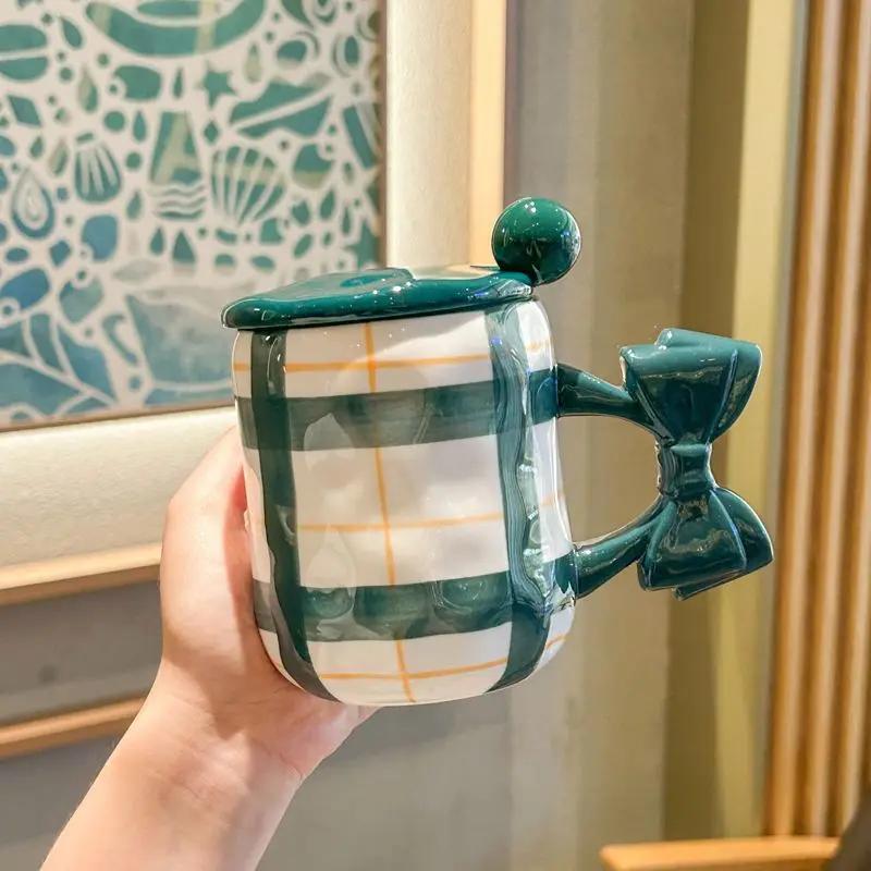 Butterfly Shaped Mug Cute and Beautiful Ceramic Water Cup with Lid Spoon Couple's Home Coffee Breakfast Cup Drinkware