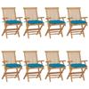 VidaXL Set of 8 Garden Chairs with Cushions, Patio Seats, Balcony Chairs, Outdoor Patio Furniture, Blue 3072908