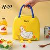 Durable Toddler Lunch Tote Cartoon Insulated Bag, Oxford Cloth Thermal Cooler Tote, Penguin/Duck Easy to Clean Snack Organizer Patterns Print,