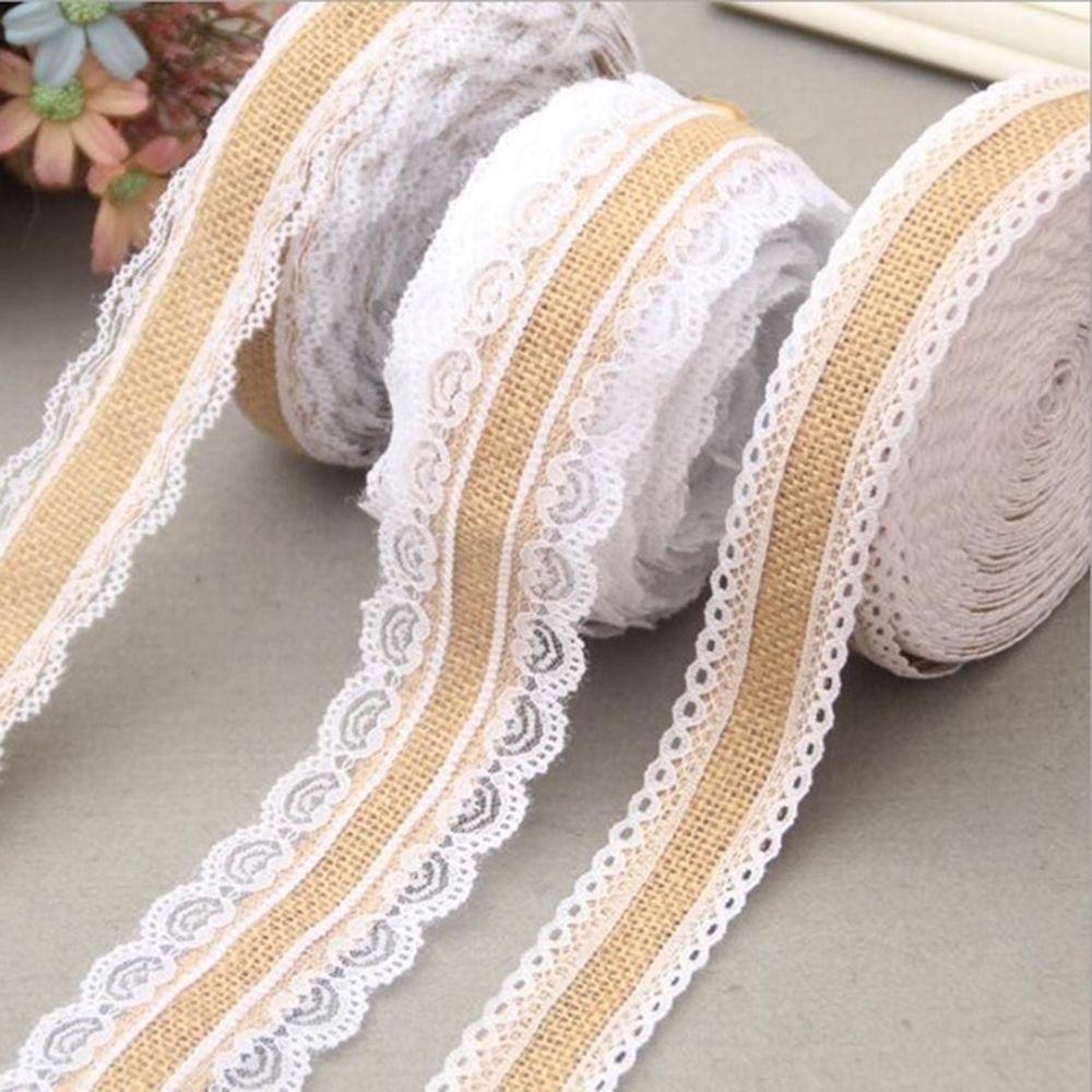 2M New DIY Crafts Home Decor Lace Trim Edge Natural Hessian Rustic Wedding Burlap Ribbon