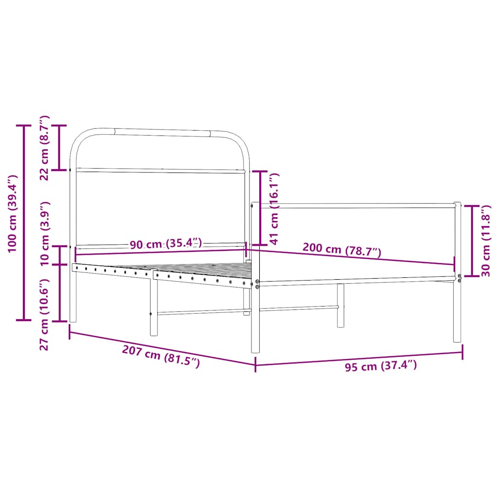 Bed Frame without Mattress 90 x 200 cm Sonoma Oak Particleboard