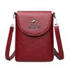 High-End Red Leather Mini Crossbody Bag with Adjustable Strap