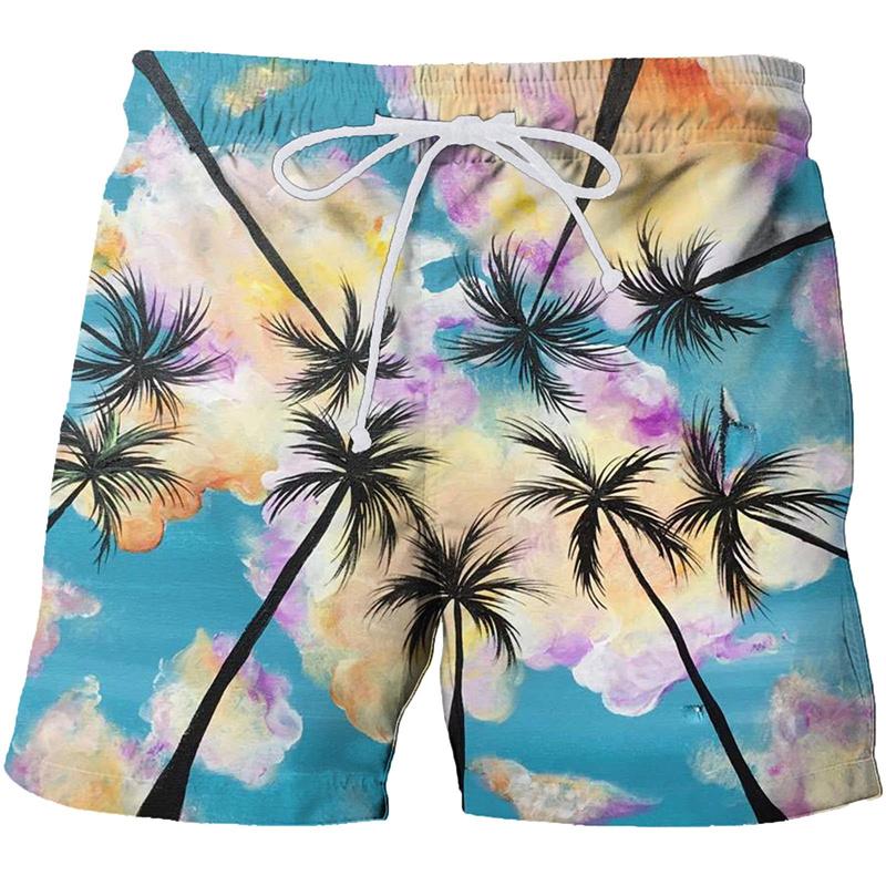 Parrot Palm Cocoanut Tree Beach Shorts Men Summer Short Pants 3D Flora Printed Board Trunks Swimsuit Woman 2023 homme Ice Shorts