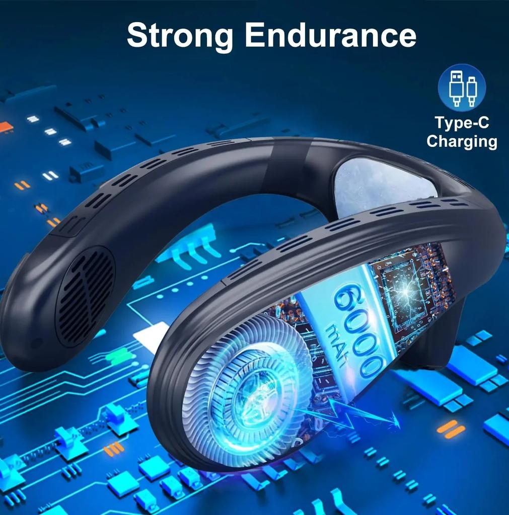 Новый портативный шейный вентилятор 5200 мАч Кондиционер для шеи Перезаряжаемый полупроводниковый охлаждающий вентилятор Уличный персональный вентилятор Носимый охладитель