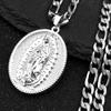 Серебряные кулоны-подвески Девы Марии для женщин и мужчин из нержавеющей стали, Католические ожерелья с изображением Богоматери Гваделупской, Амулет, Ювелирные изделия